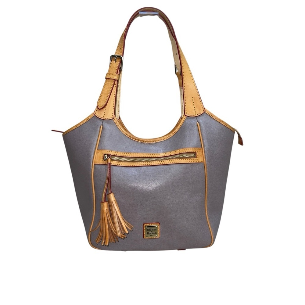 Dooney & Bourke Maddie Gray Saffiano w/Vachetta Leather Trim Shoulder Bag Purse